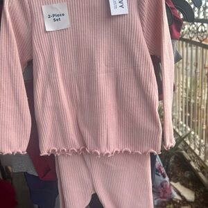 Old Navy Ribbed Pink Kids Pajama Set
